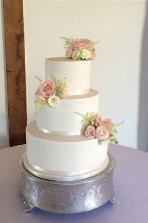 3 tier with fresh flower sprays at Loseley Park