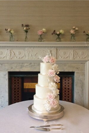 4 Tier sugar rose cascade cake at Morden Hall